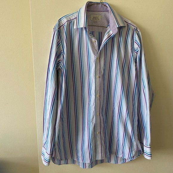 Ted Baker White Striped Button-Down Dress Shirt - Picture 9 of 13